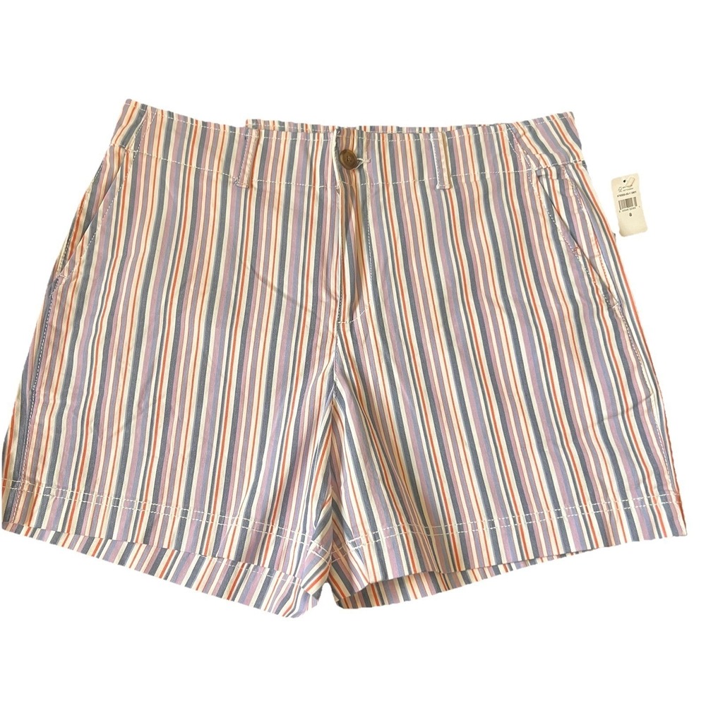 Gap Stretch Easy Through Hip & Thigh Mid Rise Striped‎ Shorts 8